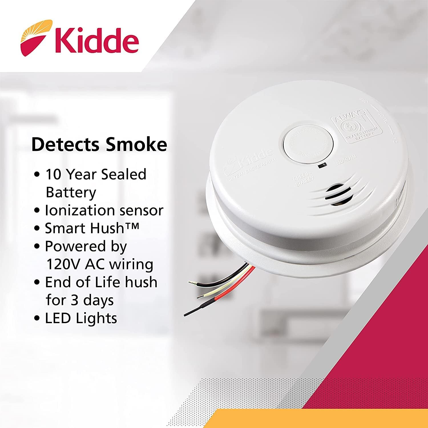 Smoke Detector, Hardwired with Battery Backup, 6-Pack X6759