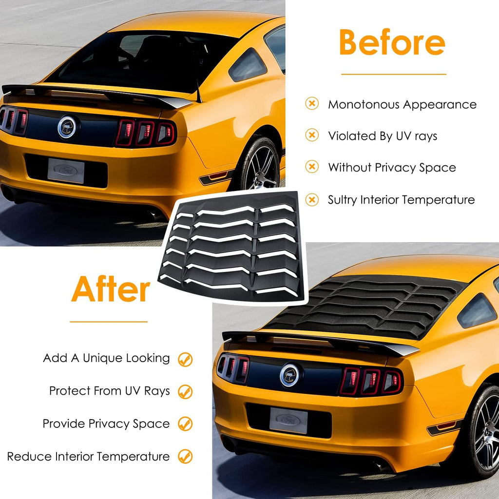 Rear Window Louver for Ford Mustang 2005-2014, ABS Matte Black I936