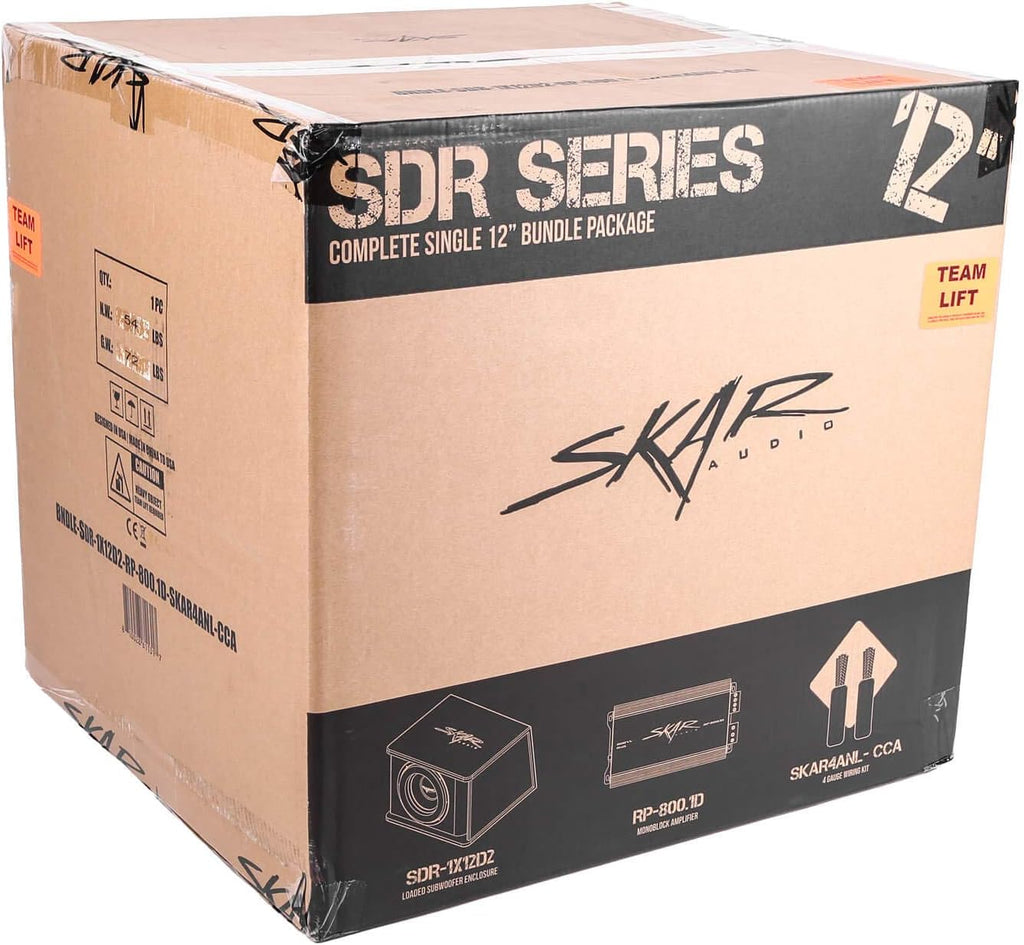 Single 12" 1200W Subwoofer Bass Package with Loaded Enclosure and Amplifier M62470