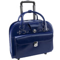 McKlein Edgebrook Leather Wheeled Laptop Briefcase - Navy