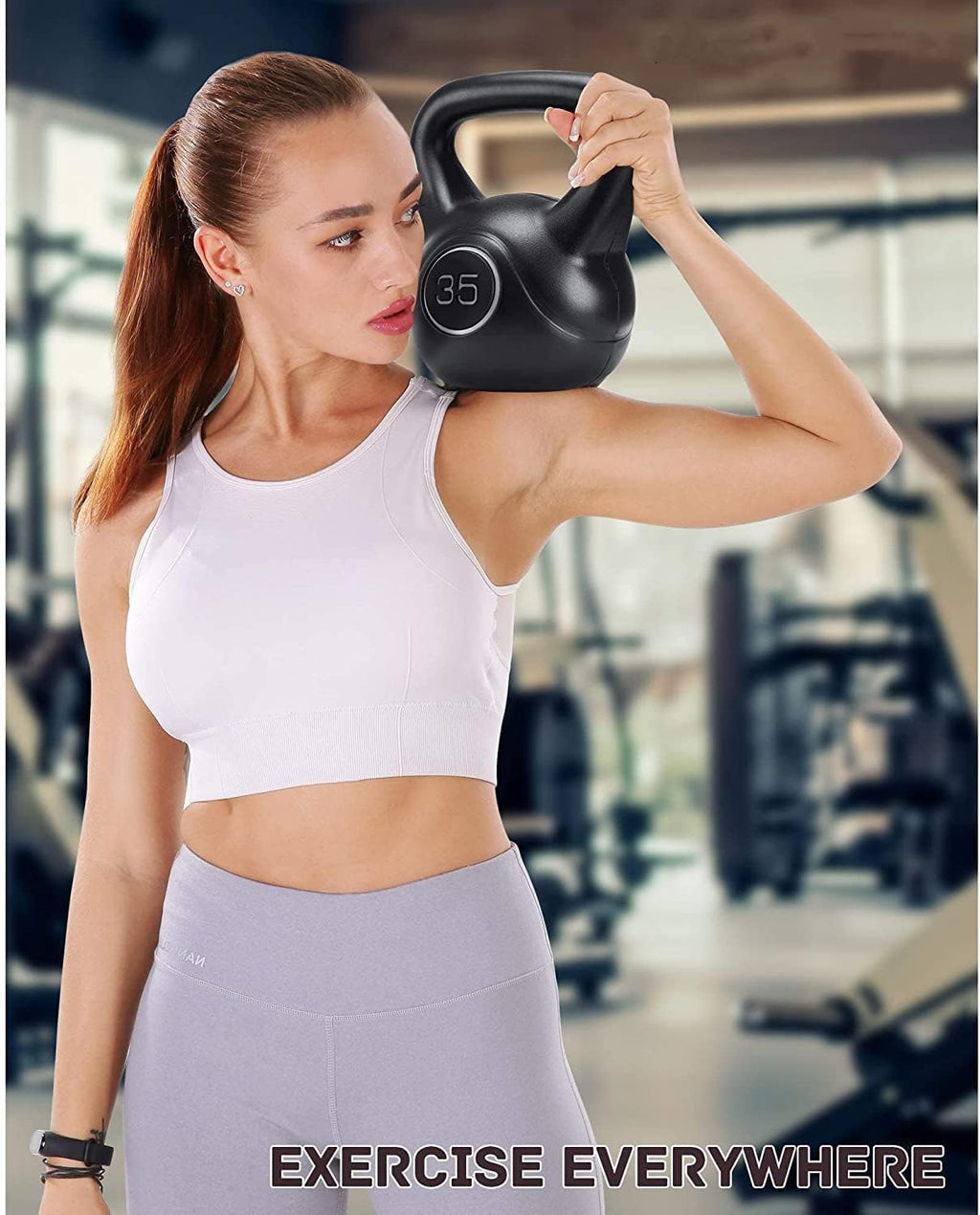 Kettlebell, 35lb, HDPE Handle, Strength Training, Home Gym, Pack of 2 K6091