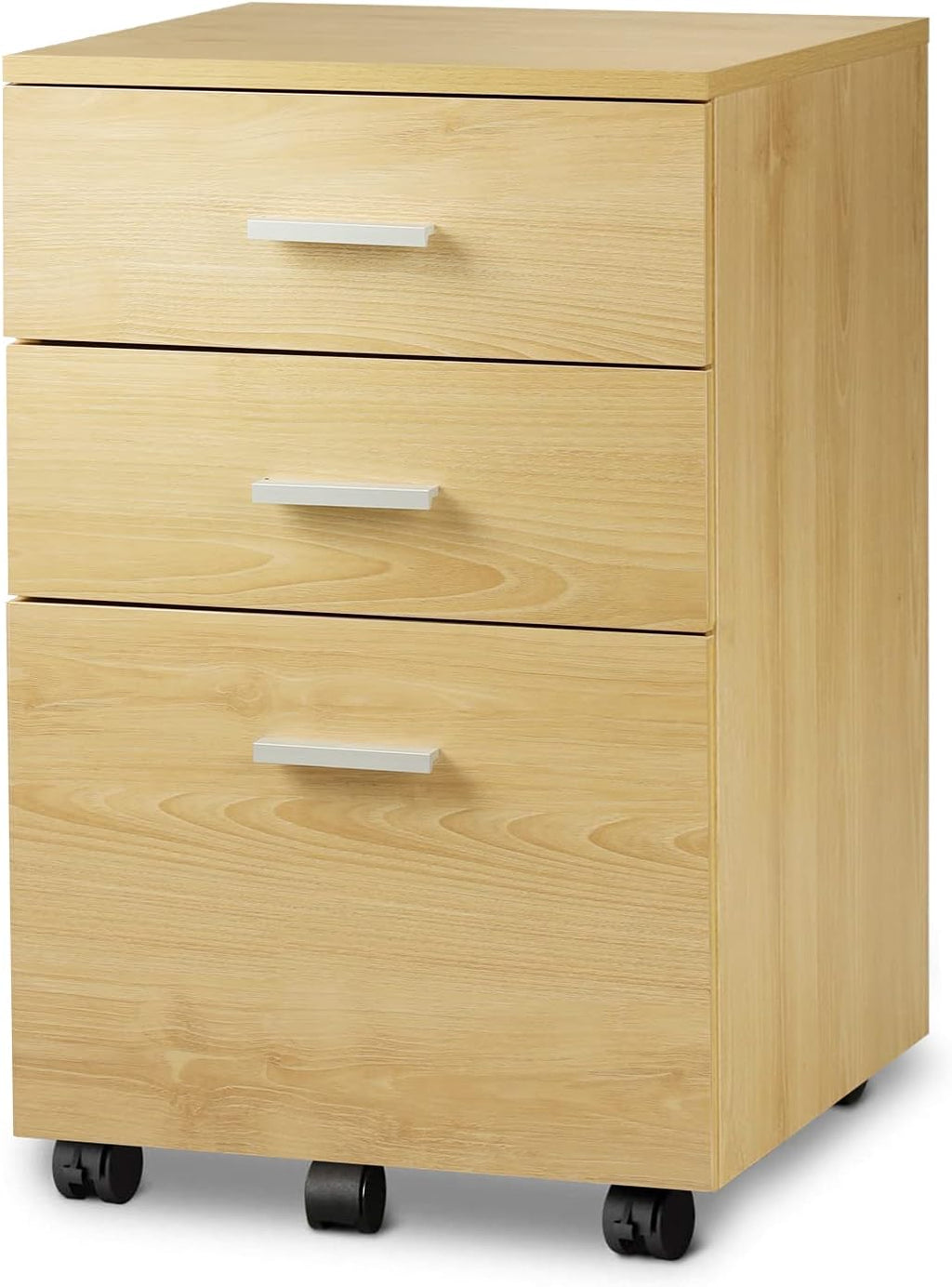 3 Drawer Wood Mobile File Cabinet, Rolling for Letter/A4 Size, Black D301