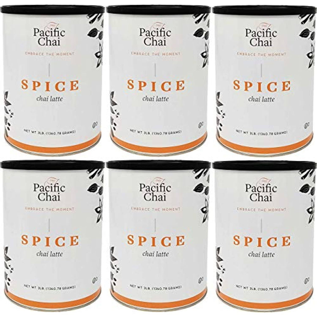 Pacific Chai Spice Chai Latte Instant Powdered Mix, 3 Pound Canister (Pack of 6)