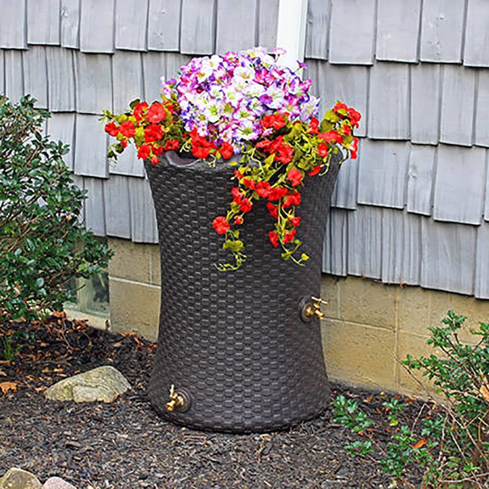 50 Gallon Rain Barrel Planter, Brown (2 Pack) L417