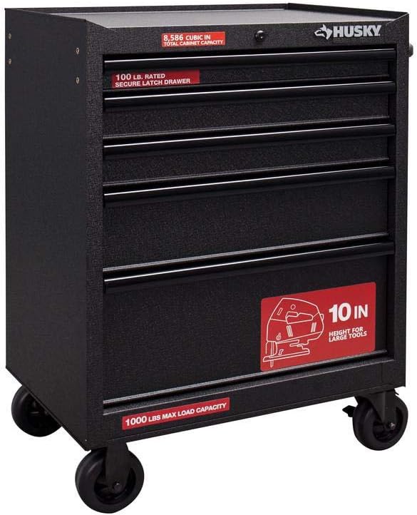 27 in. 5-Drawer Roller Cabinet Tool Chest, Textured Black I6295