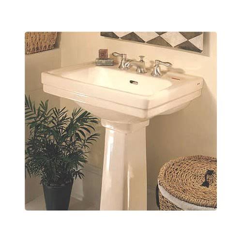Pedestal Bathroom Sink with Single Faucet Hole in Colonial White M645247
