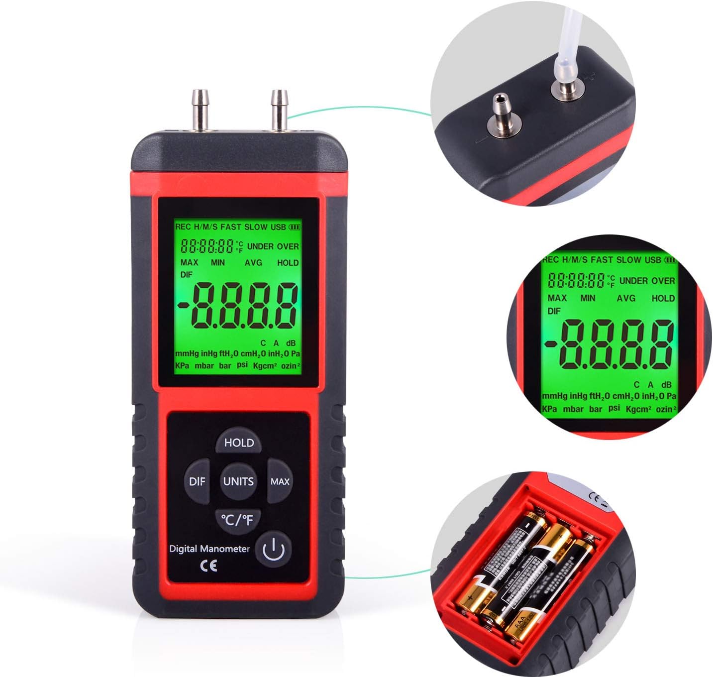 Digital Air Pressure Meter for HVAC Gas Testing (2-Pack) S753608