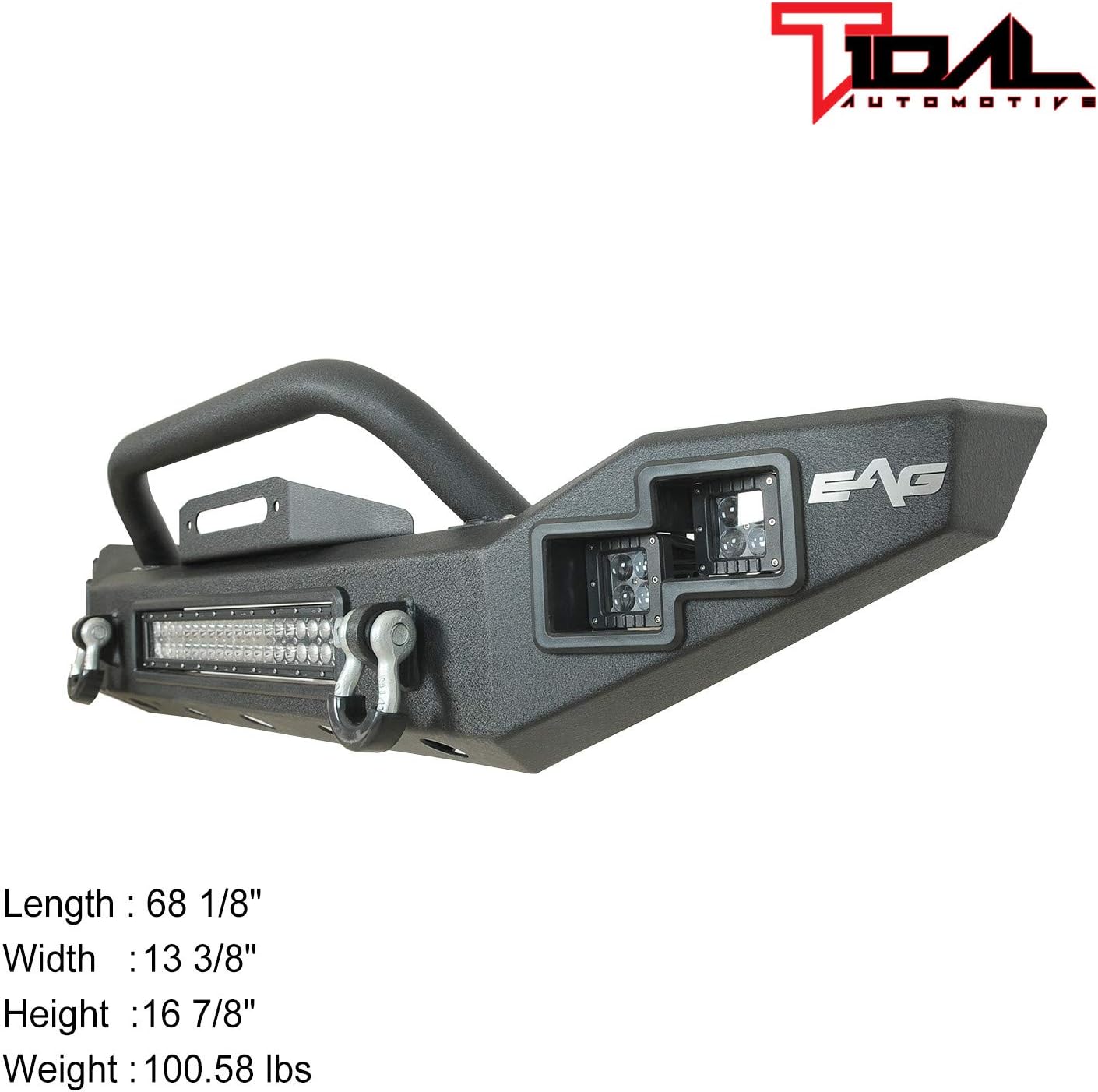 Front Bumper Full Width with LED Light Bar and Winch Plate for Gladiator JT F770