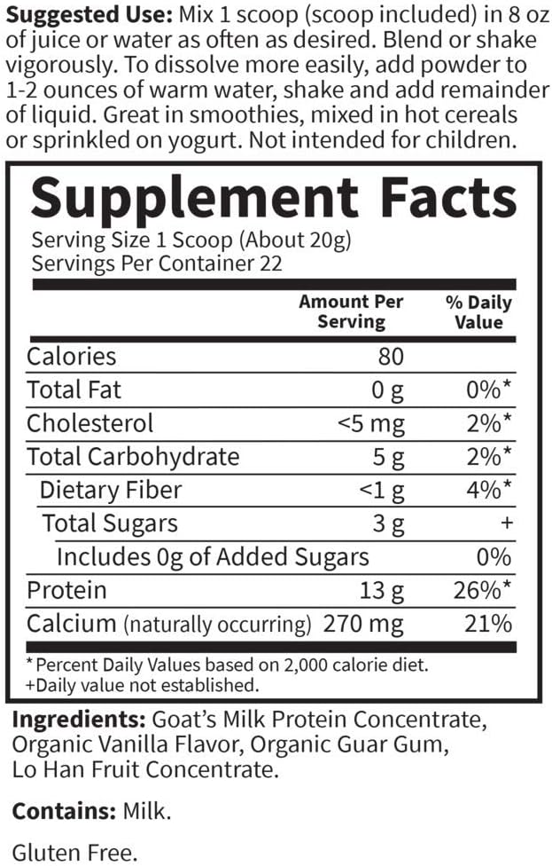 Goat Milk Protein Powder, 13g Protein per Serving, Gluten Free, 22 Servings R623