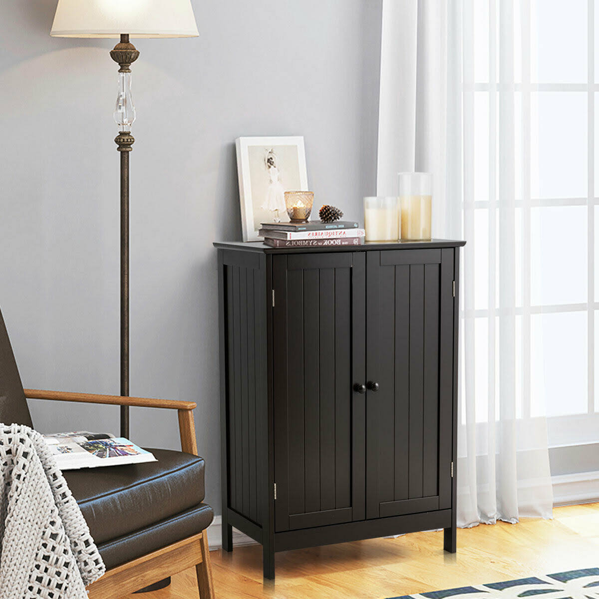 Bathroom Floor Storage Cabinet with Double Doors G1658