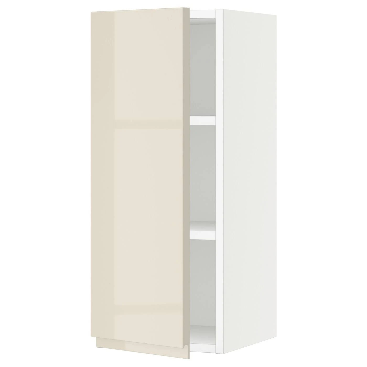 IKEA - SEKTION Wall Cabinet, white/Voxtorp High-Gloss Light Beige, 12x15x30 09358679