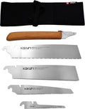 KAKURI Japanese Saw Set of 4 Saws, Standard Woodworking Japanese Hand Saw Kit (Universal 10-1/2", Semi Fine 10", Rough Cut 8-1/4", Keyhole 4") Oil Finished Red Oak Handle with Wrap Case, Made in JAPAN