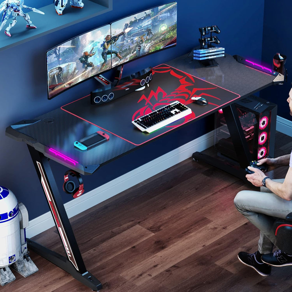 Gaming Desk 60 inch with RGB LED Lights and Mouse Pad M327