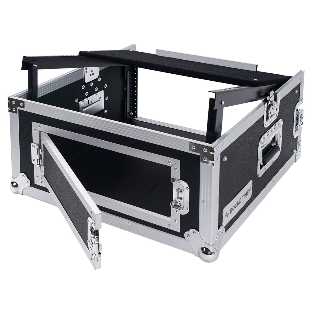 DJ Rack Flight Road Case with 11U Slant Mixer Top, 20 Rackable Depth, 4-Space X40632