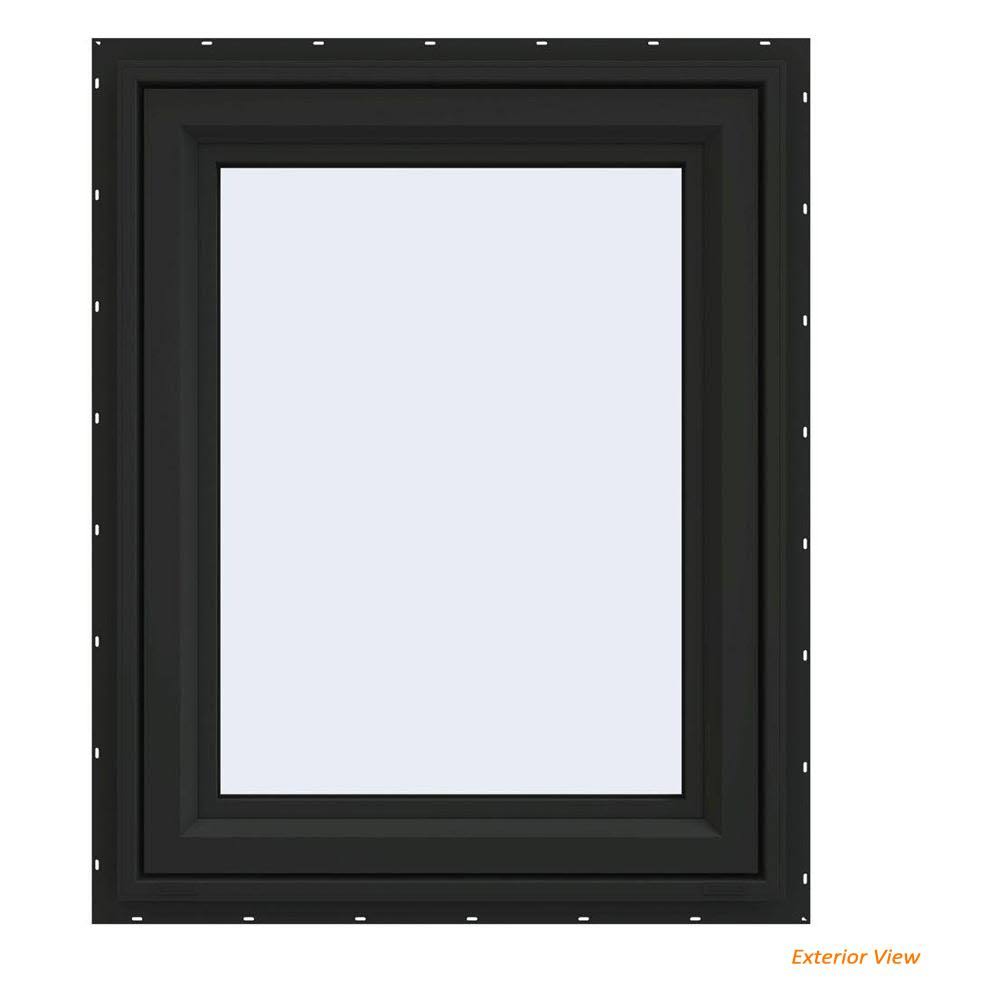 JELD-WEN 24 in. x 30 in. V-4500 Series Bronze FiniShield Vinyl Right-Handed Casement Window with Fiberglass Mesh Screen CS0869