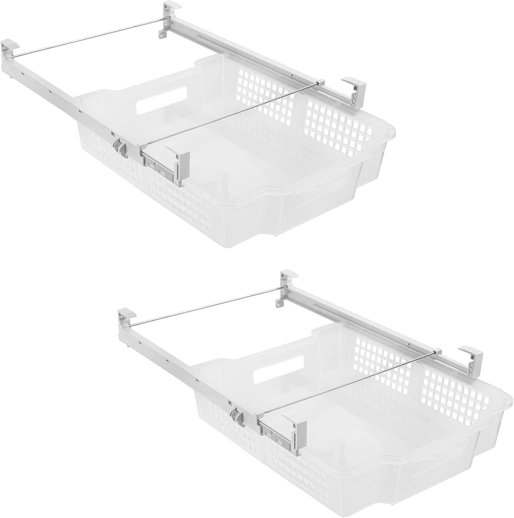 Adjustable Pull Out Refrigerator Drawer, Extra Large, Set of 2, Clear G739054