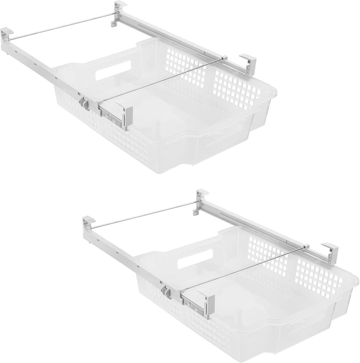 Adjustable Pull Out Refrigerator Drawer, Extra Large, Set of 2, Clear G739054