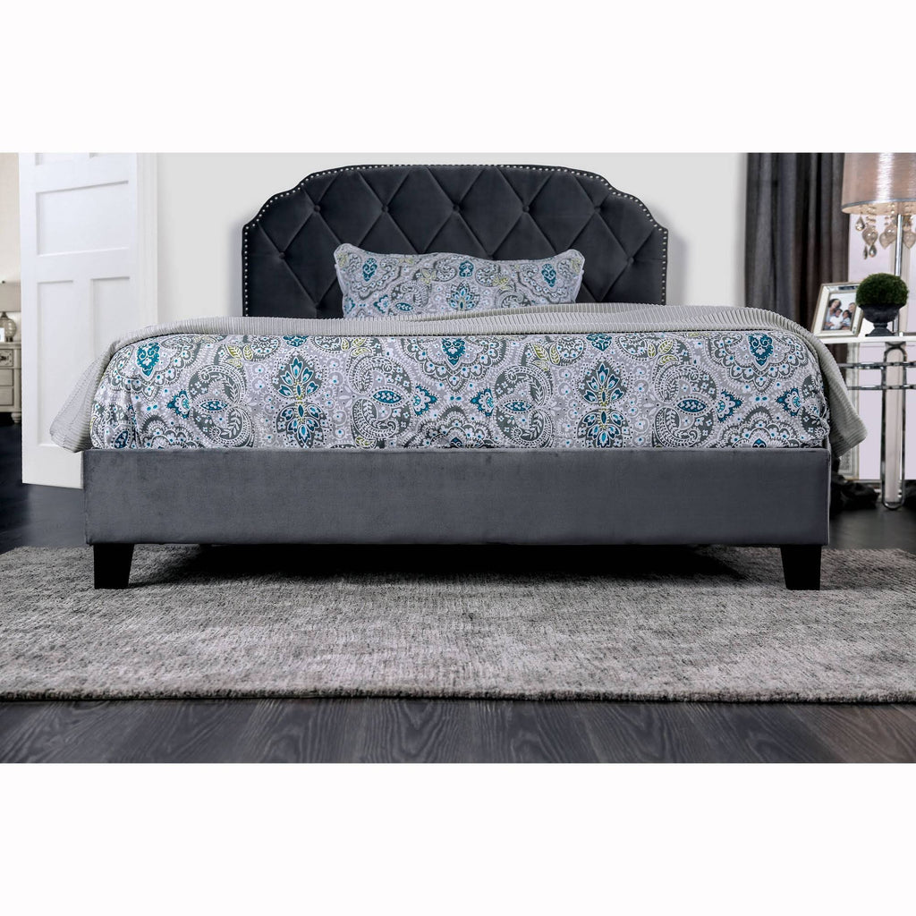 Tufted Upholstered Bed Gray V422666