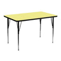 Flash Furniture 30W x 48L Rectangular Yellow Thermal Laminate Activity Table - Standard Height Adjustable Legs