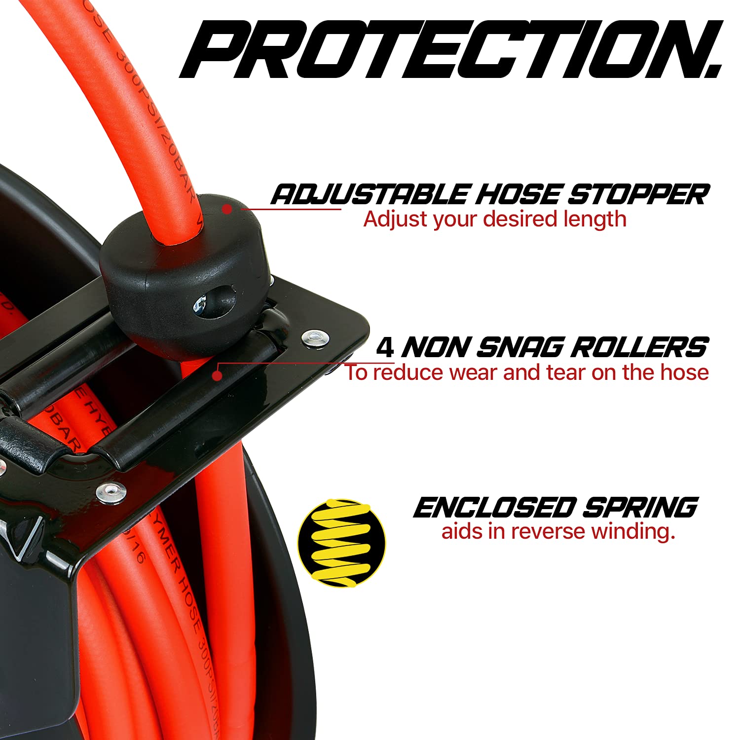 Retractable Air Hose Reel 3/8" x 50 ft, 300 PSI N712414