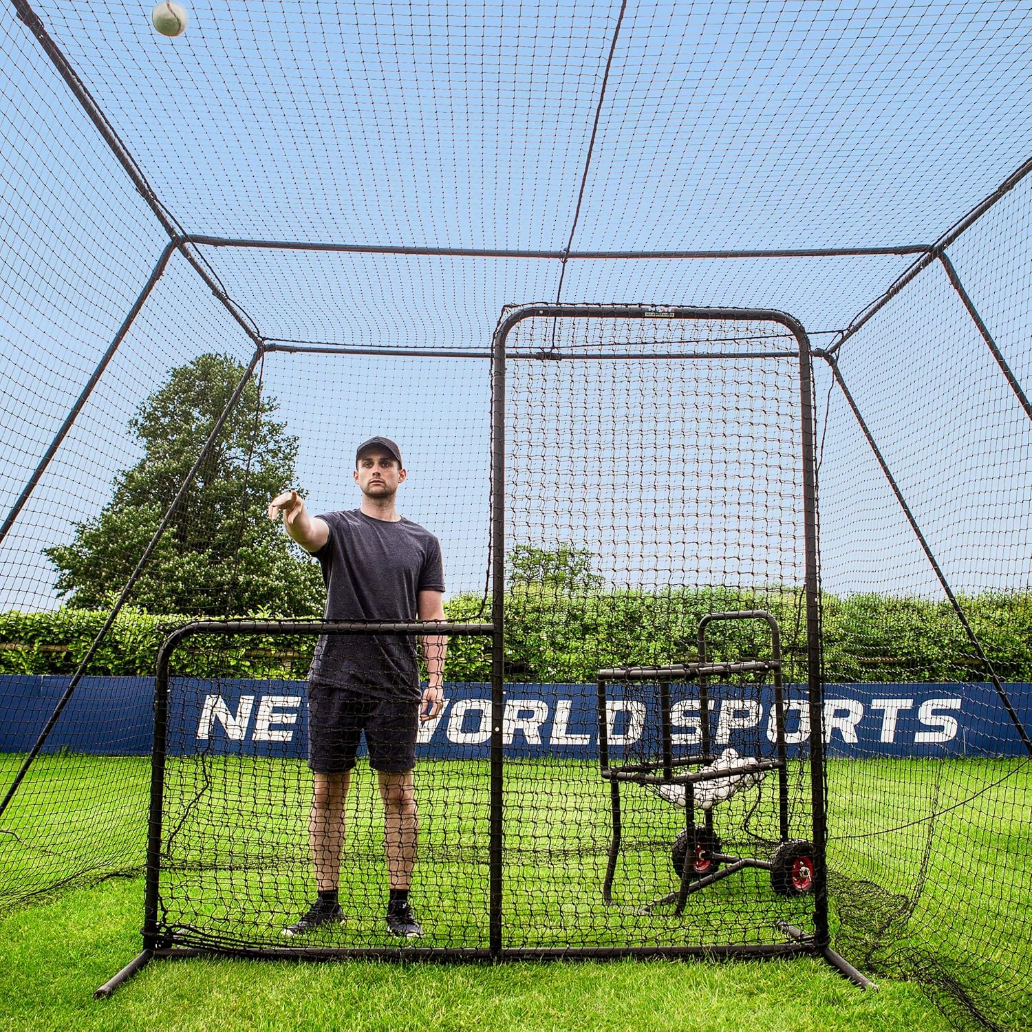 Trapezoid Baseball Batting Cage with Frame and Net T265459