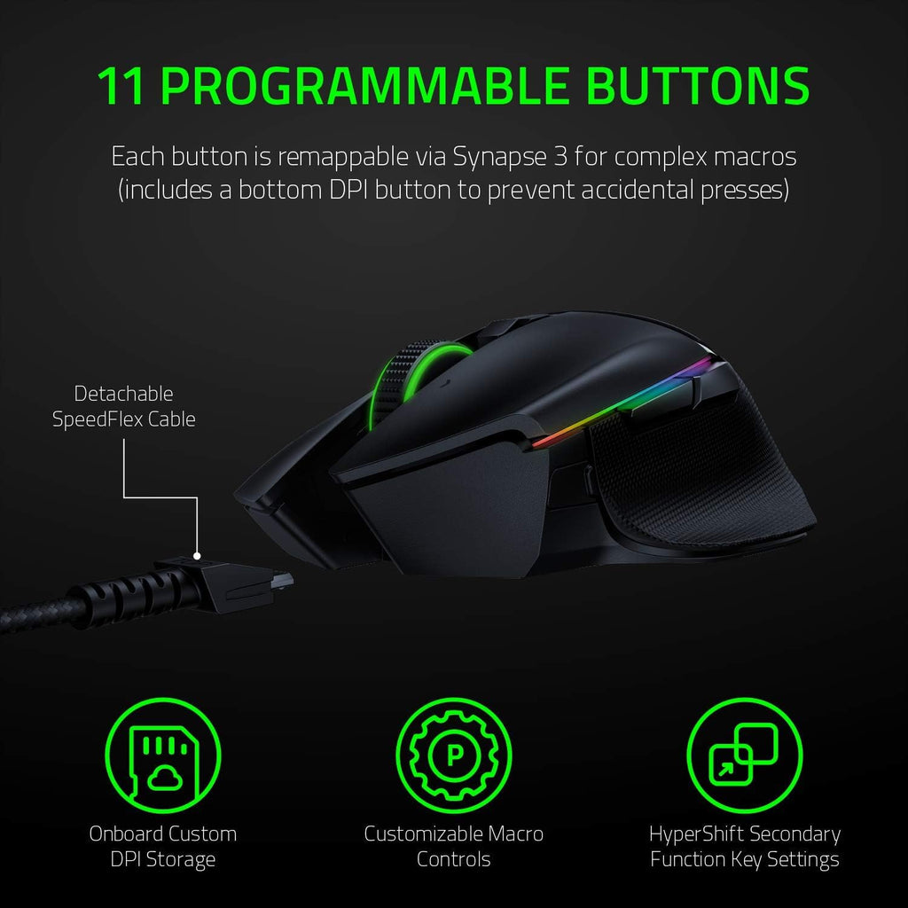 Wireless Gaming Mouse with 20K DPI Sensor, RGB Lighting, 11 Programmable Buttons, 2-Pack E919441