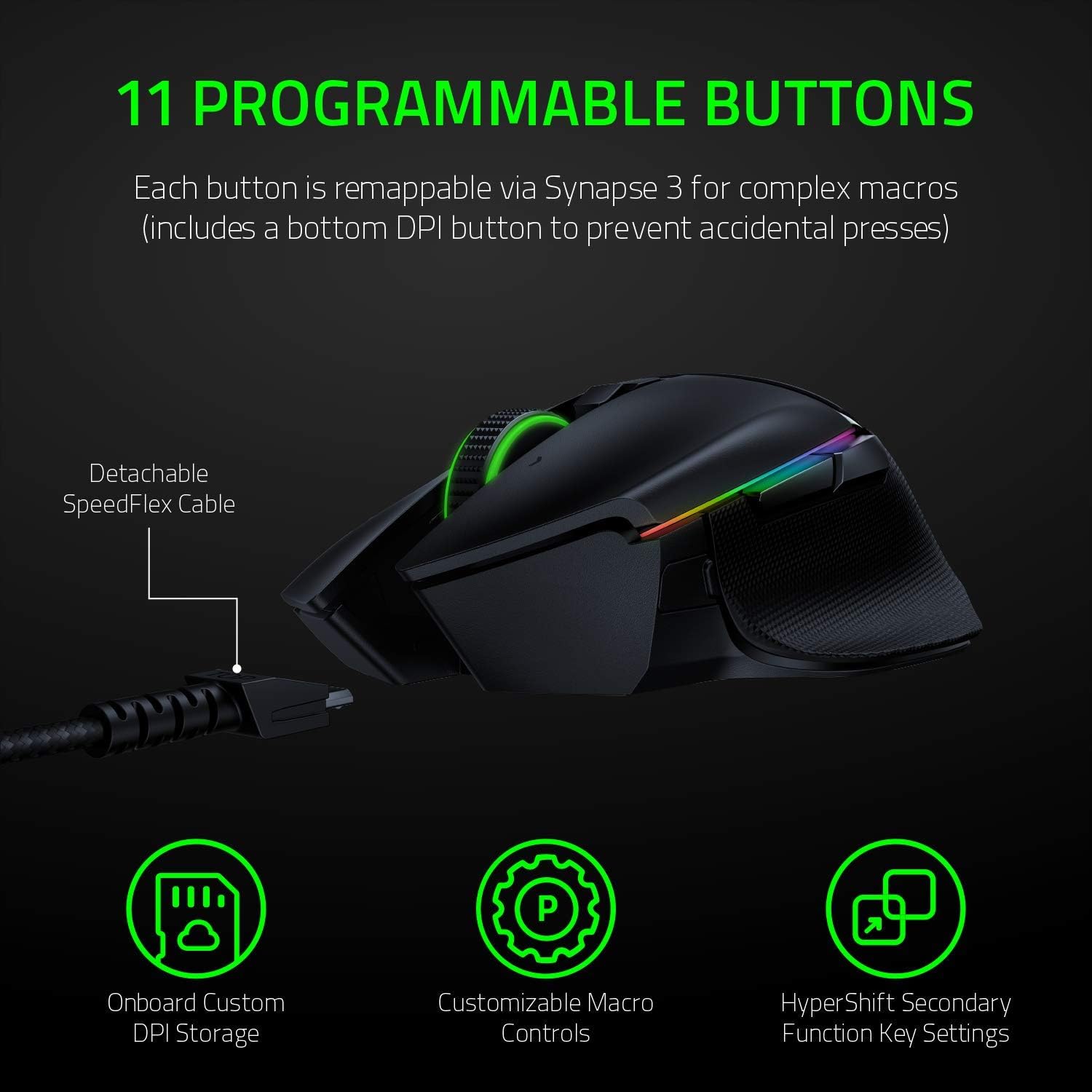Wireless Gaming Mouse with 20K DPI Sensor, RGB Lighting, 11 Programmable Buttons, 2-Pack E919441