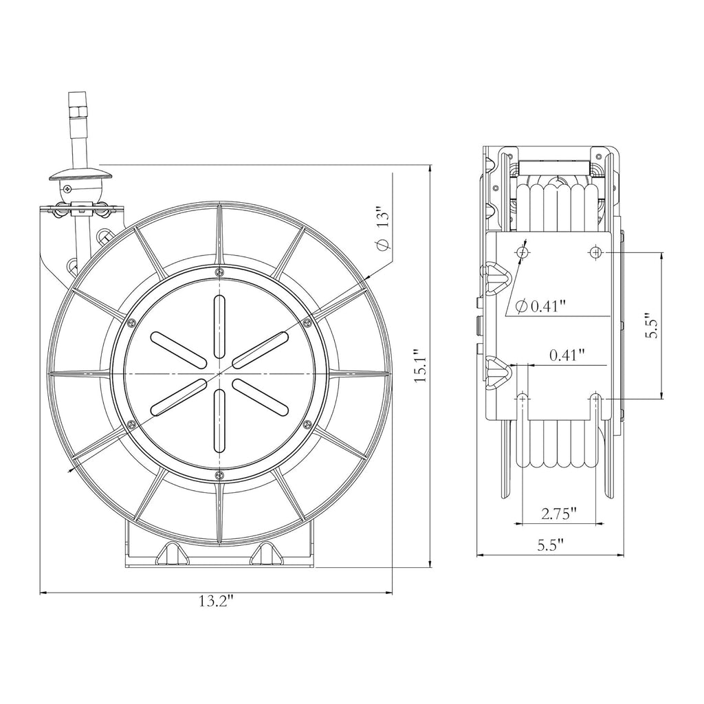 Retractable Air Hose Reel 3/8" x 50 ft, 300 PSI N712414