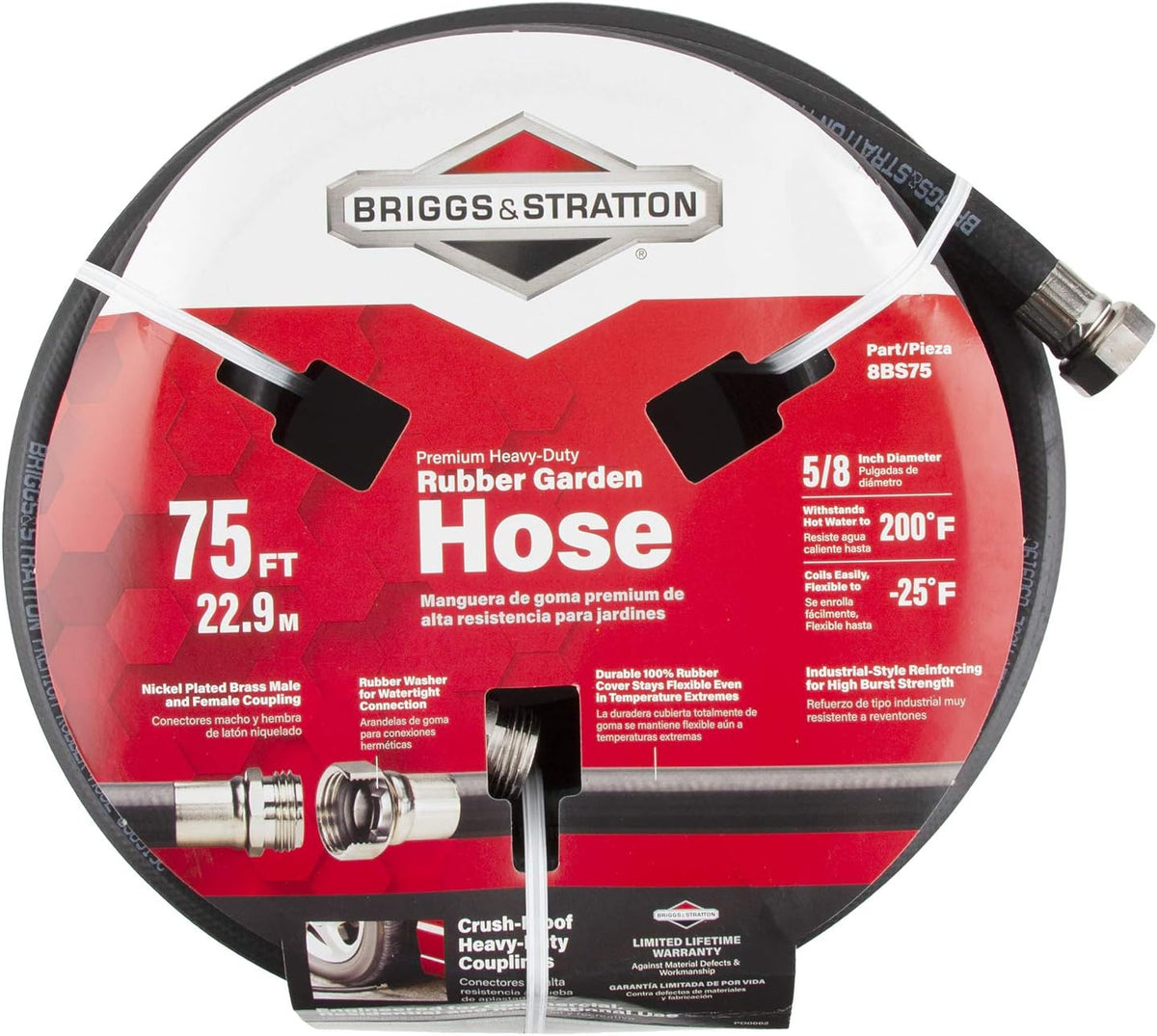 Briggs and Stratton 8BS75 75-Foot Premium Heavy-Duty Rubber Garden Hose Pack of 2