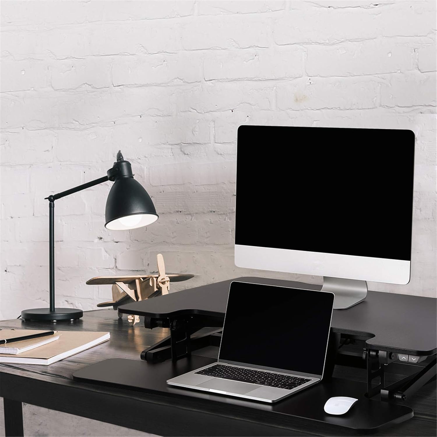 Electric Standing Desk Converter with Keyboard Tray Q40599