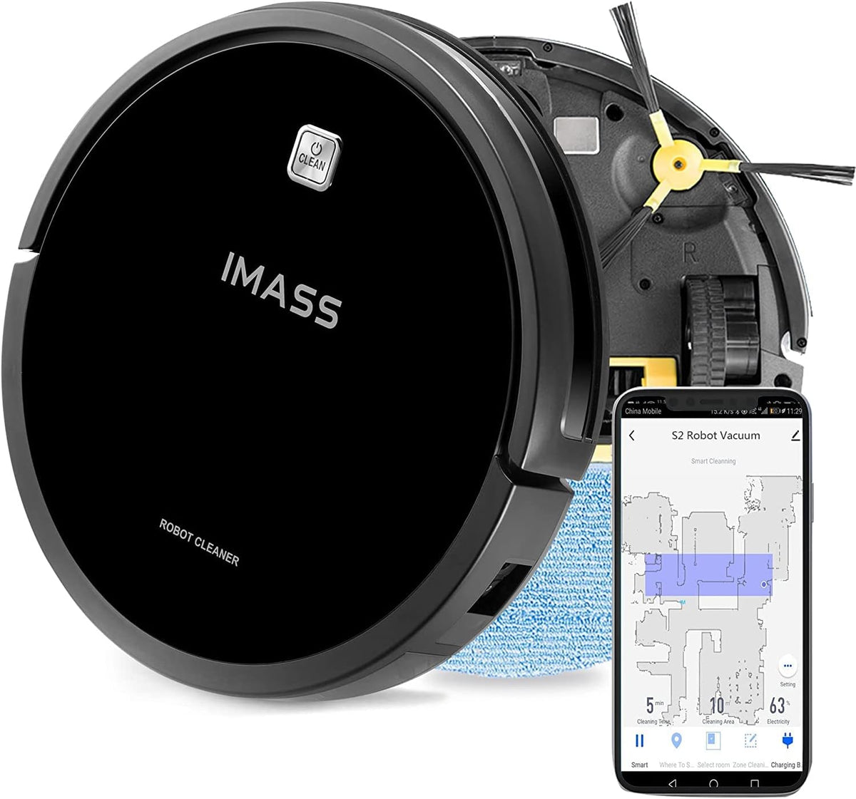 IMASS Robot Vacuum and Mop, Smart Path Planning Robot Vacuum Cleaner, 2600Pa High Suction and Self-Charging, Robot Vacuum Supports Alexa, Good for Pet Hair, Hard Floors and Low Pile Carpets.