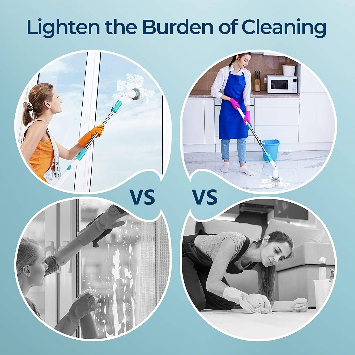 Electric Spin Scrubber with Adjustable Extension Handle for Tile, Floor, Bathtub B32206