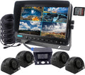 CAMSLEAD Car Backup Camera System 9 inch Monitor Built-in DVR Recorder with Quad Split Screen CCD Waterproof Night Vision Side Camera Rear View Camera Monitor Kit for Truck Van Caravan Trailers