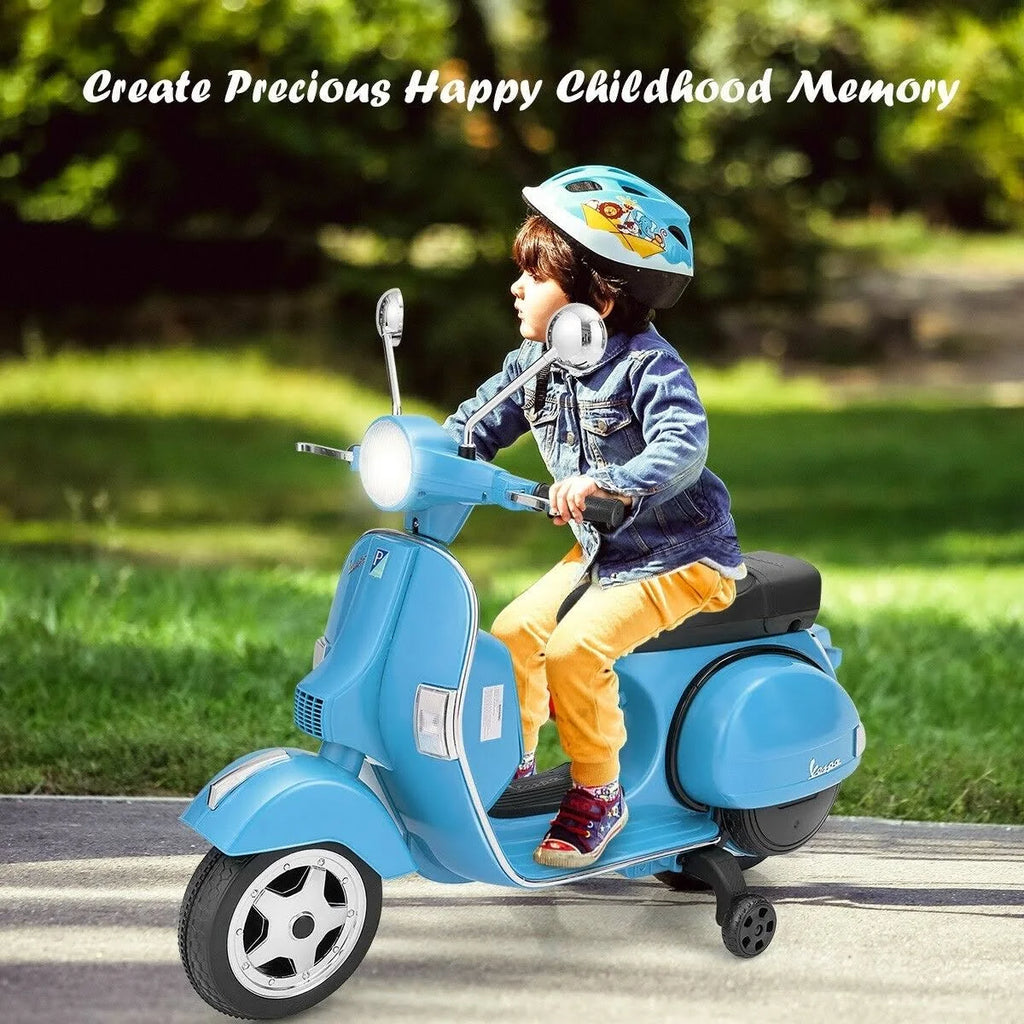 Kids Ride on Vespa Scooter with Headlight Blue R402