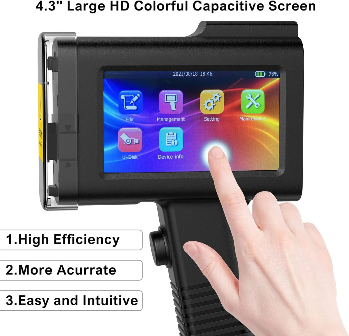 Handheld Inkjet Printer with 4.3 Inch Touch Screen for Barcode Date QRcode Label G858367