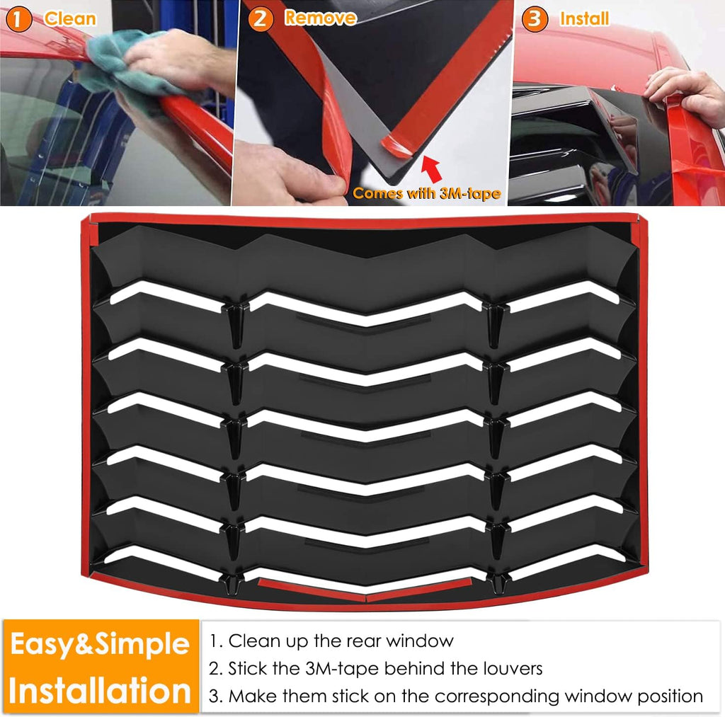 Rear Window Louver for Ford Mustang 2005-2014, ABS Matte Black I936