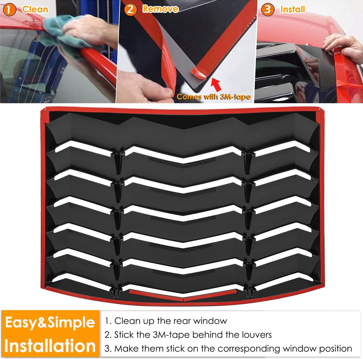 Rear Window Louver for Ford Mustang 2005-2014, ABS Matte Black I936