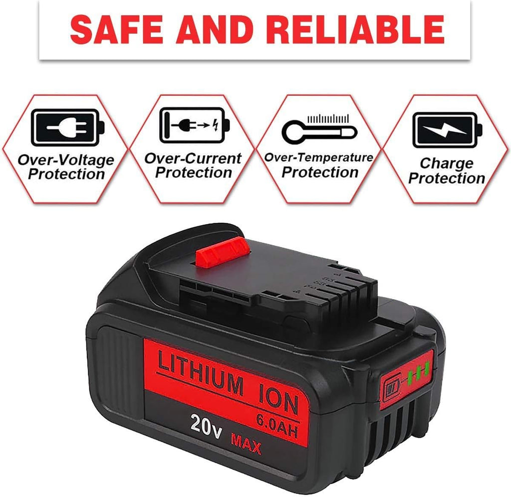 6.0Ah 20V Lithium Battery Replacement for DeWalt 20V MAX XR Series S46534