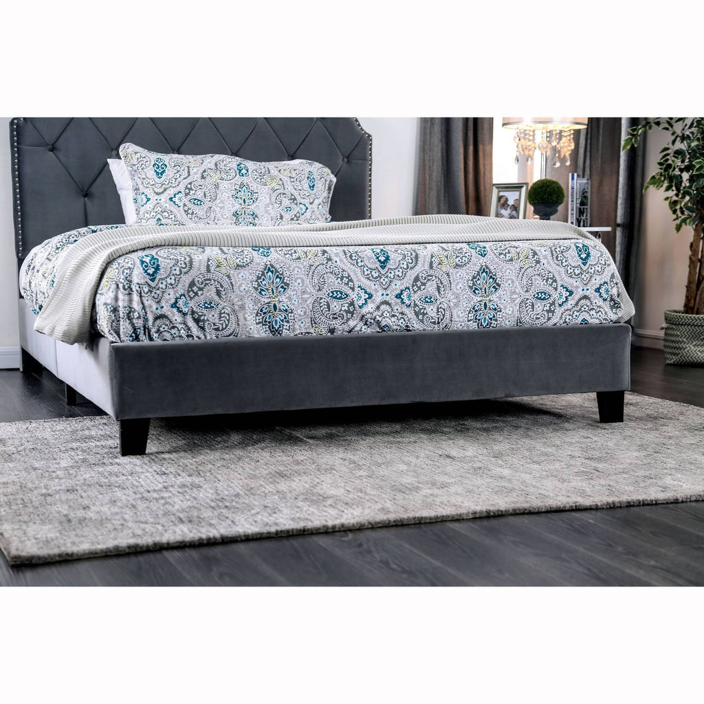 Tufted Upholstered Bed Gray V422666