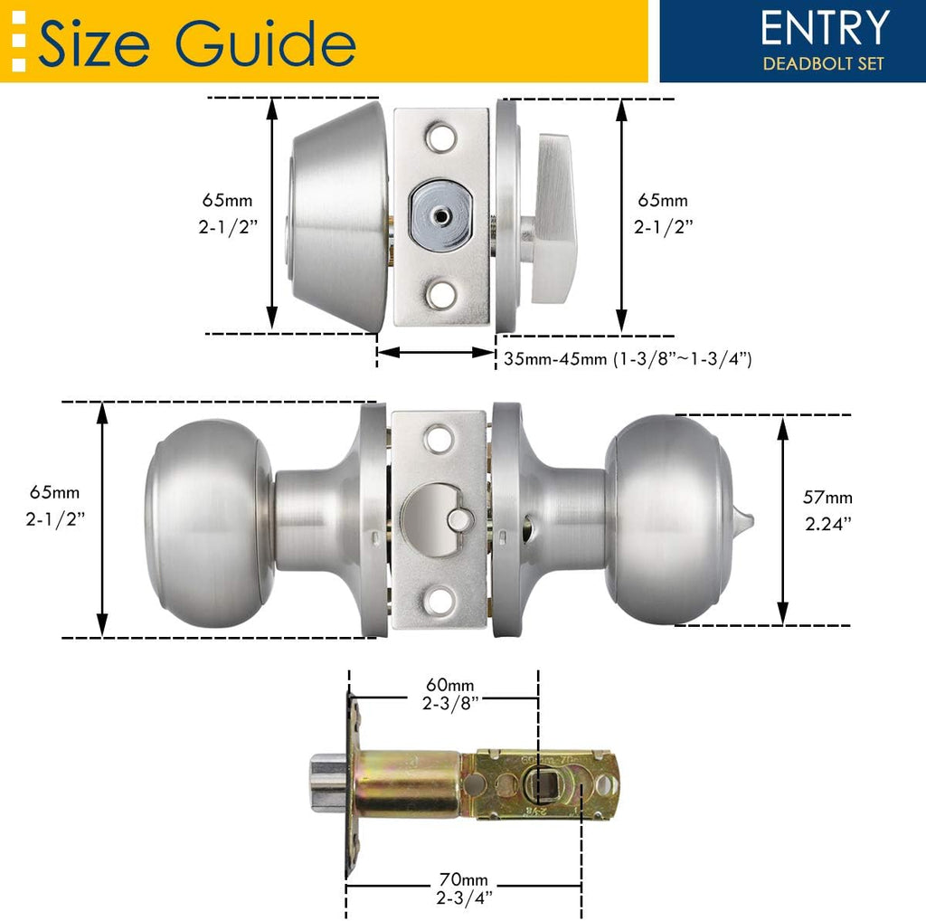 Entry Door Knob and Deadbolt Combo Set, Satin Nickel, Keyed Alike W796