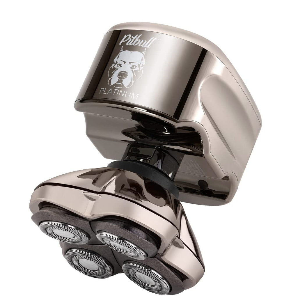 Skull Shaver Pitbull Platinum PRO Electric Razor - Wet/Dry 4 Head 4d Cordless USB Rechargeable Rotary Shaver
