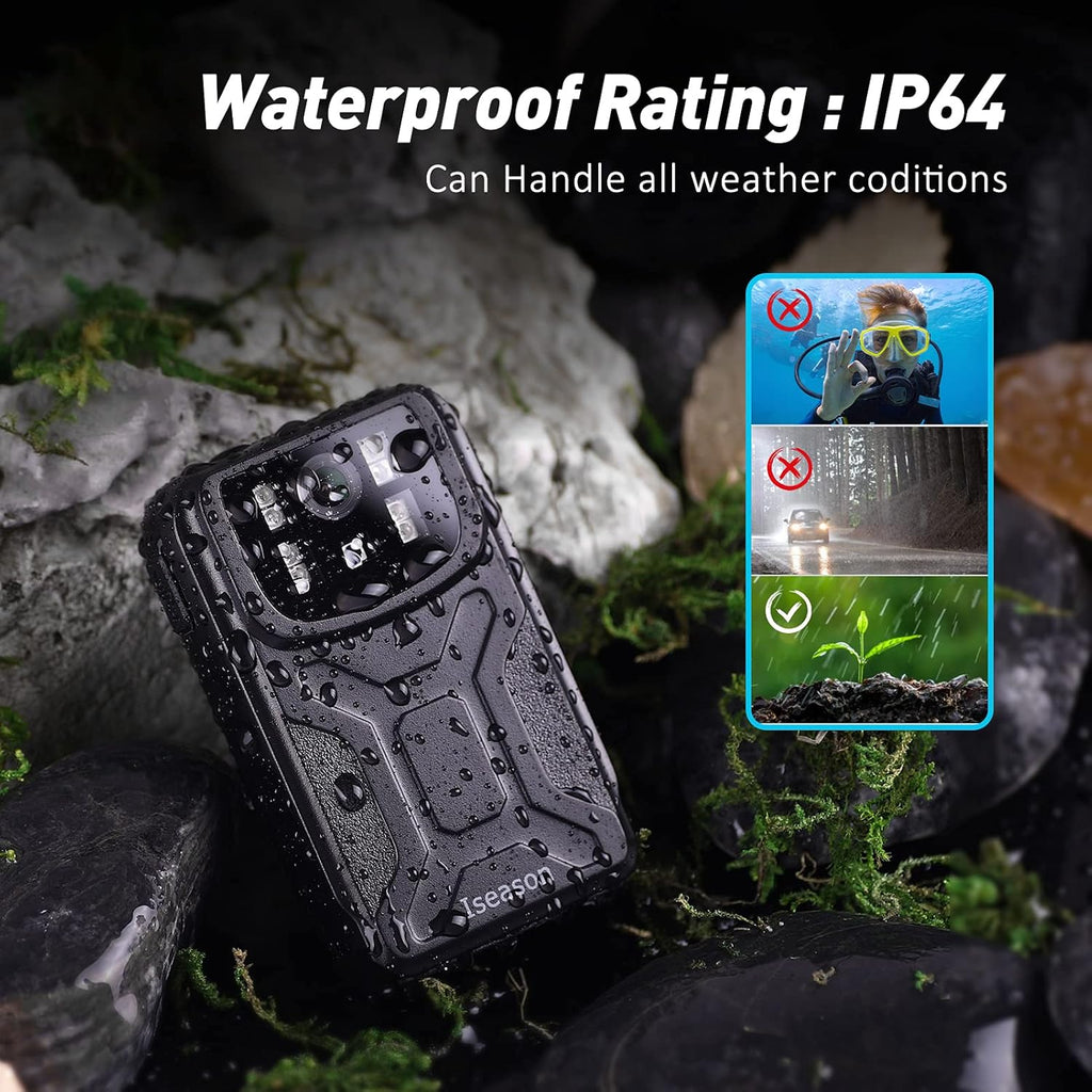 Body Camera with Audio Recording, Night Vision, 32G Memory W993022