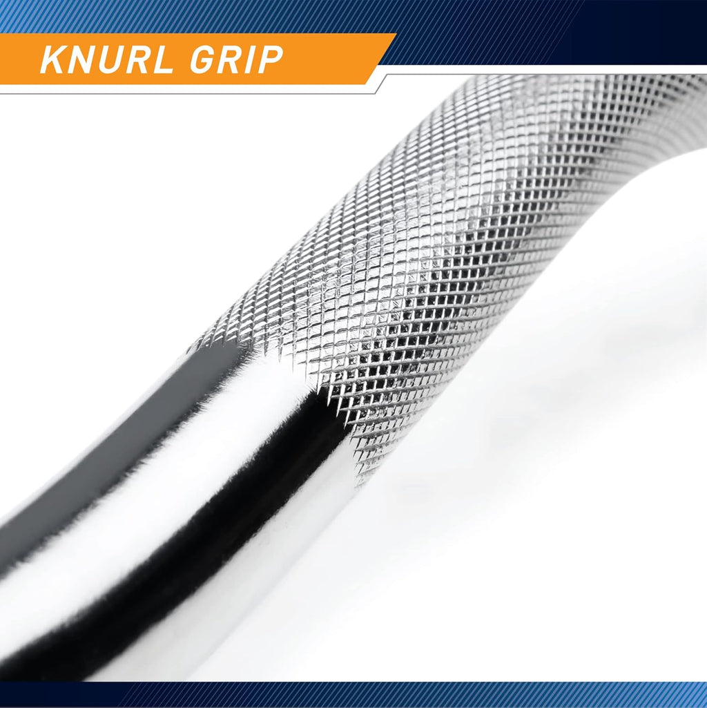 Threaded Chrome Steel Curl Bar with Collars for Standard Plates, 48 inch, 2 Pack U5713