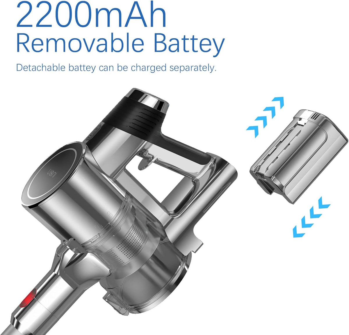 Cordless Vacuum Cleaner 28KPA Suction 3 in 1 Lightweight Stick with LED Headlights C60777