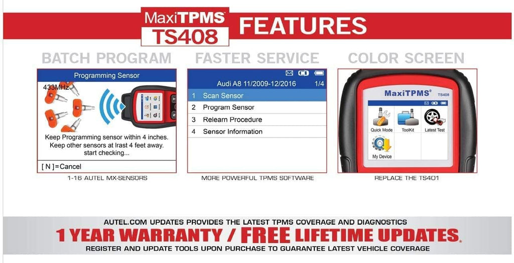 TPMS Diagnostic Relearn Tool with Tire Pressure Sensor Activation A820