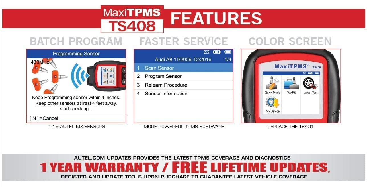 TPMS Diagnostic Relearn Tool with Tire Pressure Sensor Activation A820