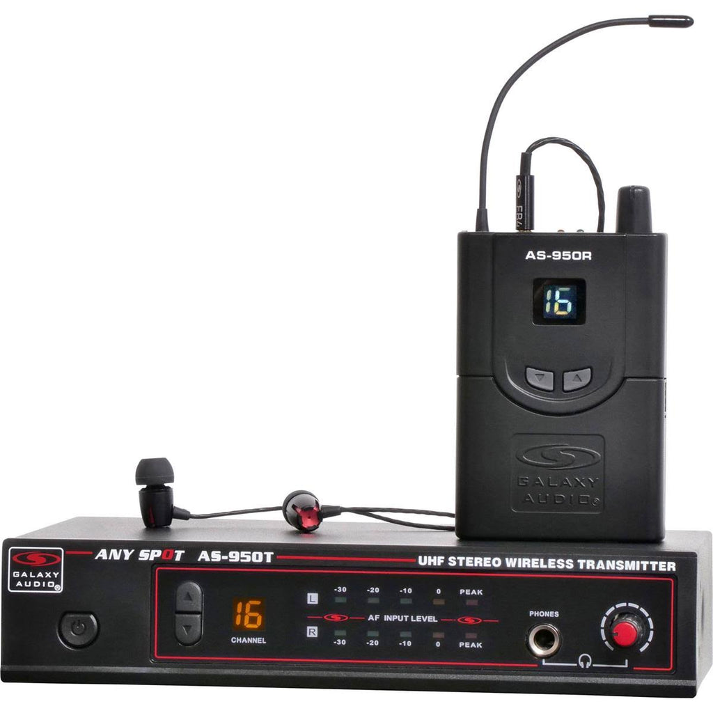 Galaxy Audio AS-950 In-Ear Wireless System 470-789 MHz Black