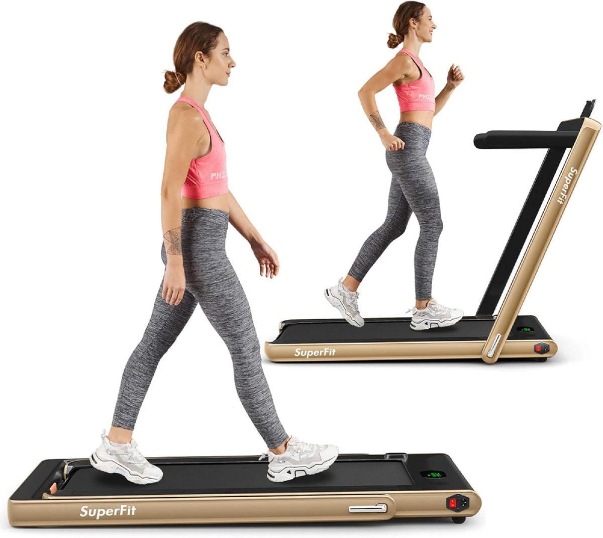 2 in 1 Folding Treadmill with Bluetooth Speaker and LED Display Y98599