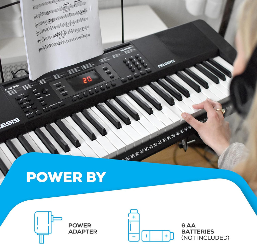 61 Key Digital Piano Keyboard with Speakers, Stand, Bench, Headphones and Microphone R85688