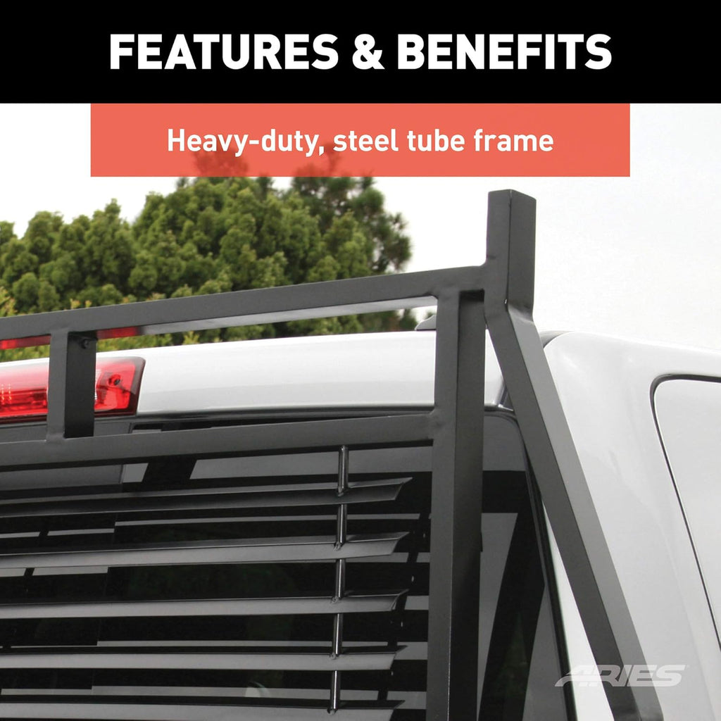 Heavy-Duty Black Steel Truck Headache Rack Cab Protector Y358652
